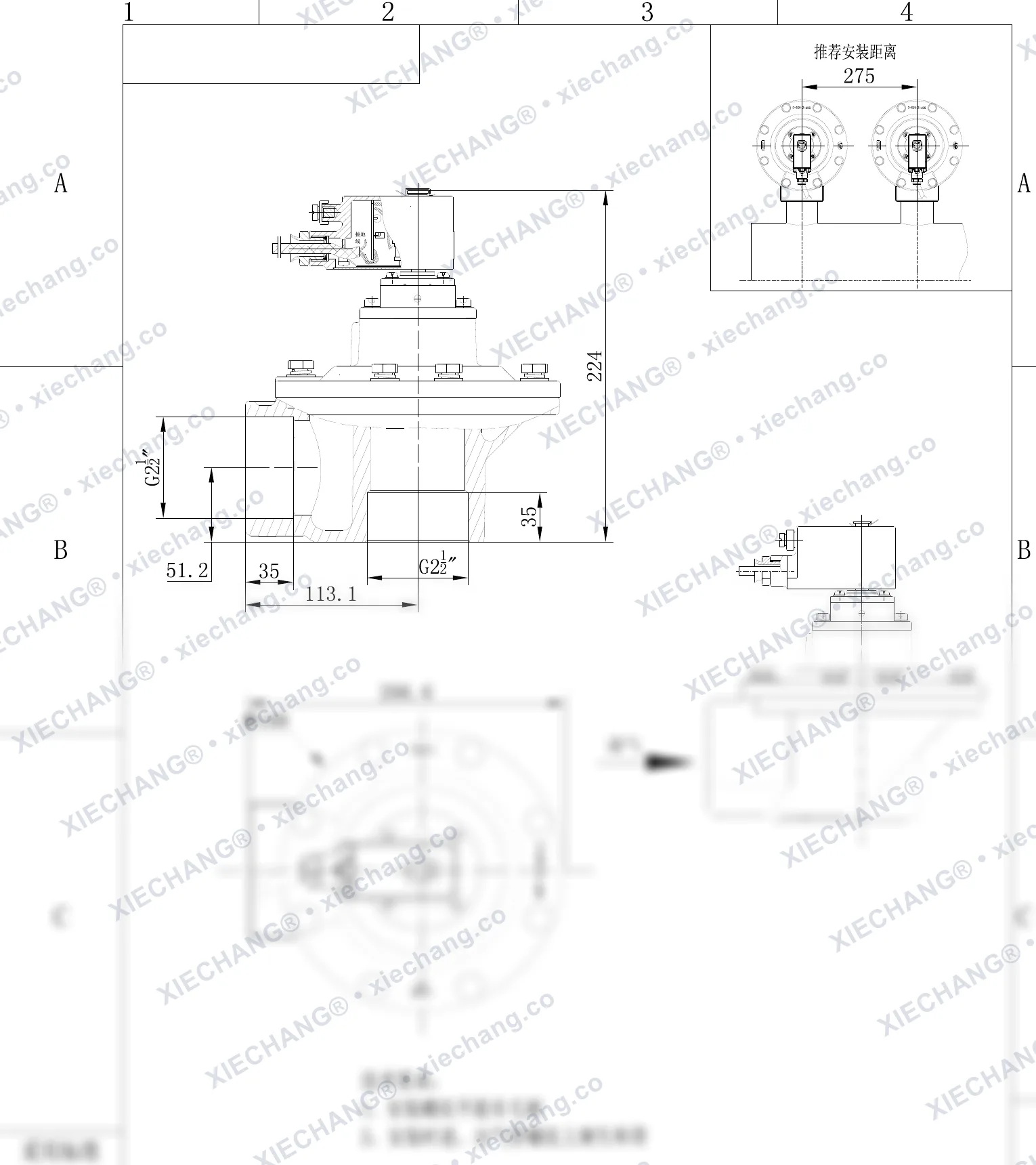 DCF-F-Z-62S-C · 2½" · portlashdan himoyalangan to'g'ri burchakli impuls klapani — O'rnatish chizmasi