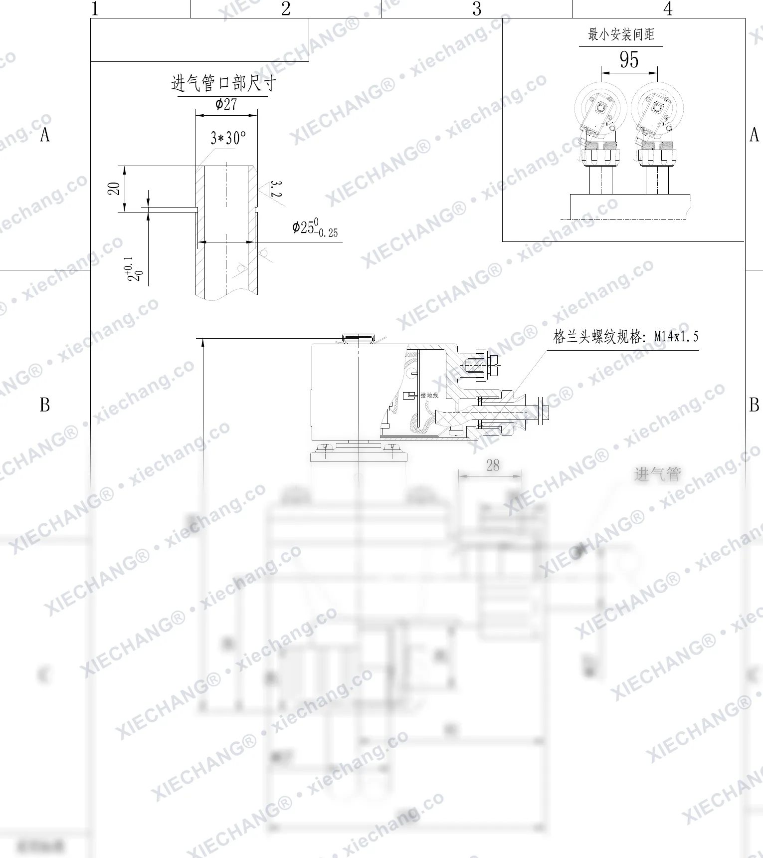 DCF-F-ZM-20-C · 3/4" · portlashdan himoyalangan tashqi rezbali impuls klapani — O'rnatish chizmasi