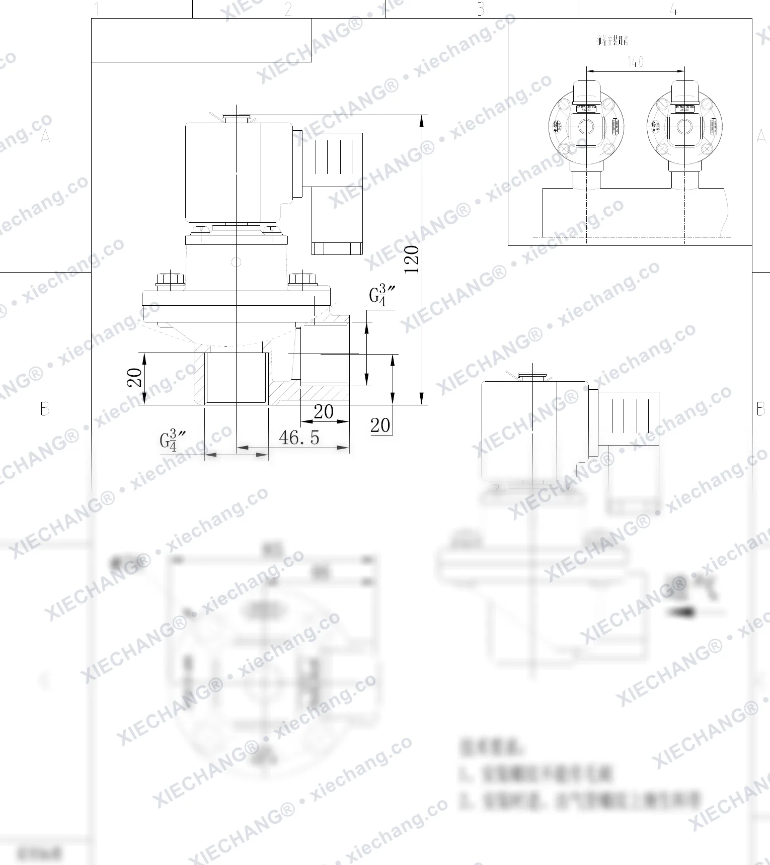 DCF-Z-20-C(304) · 3/4" · to'g'ri burchakli impuls klapani — O'rnatish chizmasi