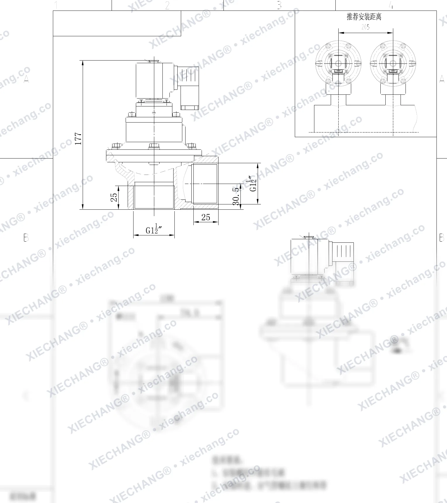 DCF-Z-40S-C · 1½" · to'g'ri burchakli impuls klapani — O'rnatish chizmasi