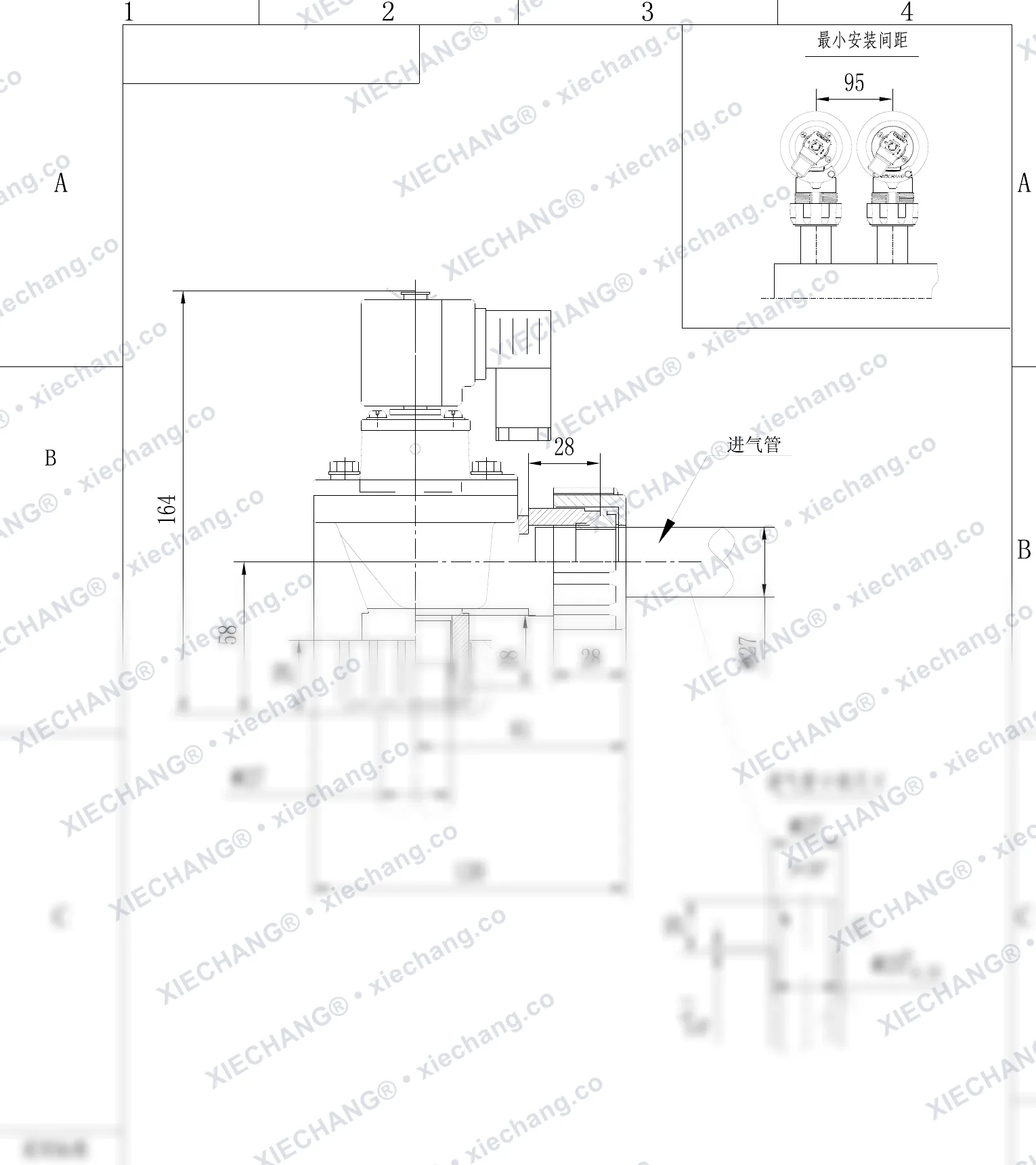 DCF-ZM-20-C · 3/4" · tashqi rezbali impuls klapani — O'rnatish chizmasi