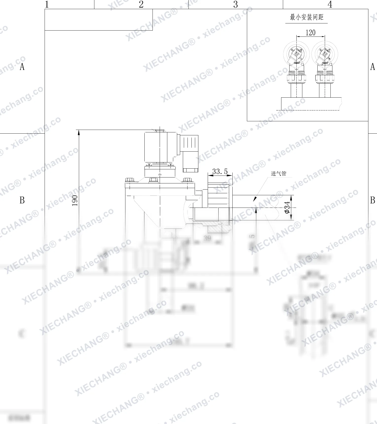 DCF-ZM-25-C · 1" · tashqi rezbali impuls klapani — O'rnatish chizmasi